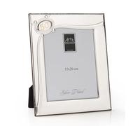 ARTÉ 15 x 20 cm, fabricado en Italia, 50 aniversario de boda, elegante chapado en plata, plateado antioxidante, precioso marco de plata chapada con parte trasera de madera de caoba E121,50°/15 x 20