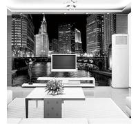 Arte Abstracto Blanco Y Negro Ciudad Arquitectura Noche 3D Papel Pintado Pared Fácil Instalación Oficina Sala Estar Sofá Dormitorio TV Fondos Decoración-150cm×105cm