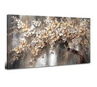Arte abstracto de árboles para el salón cuadro decorativo cuadro del arbol de la vida flores en decoración de pared en lienzo blanco beige láminas moderno oficina tamaño dormitorio 20 x 40”