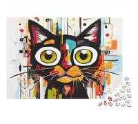 Arte Abstracto de Gato, Rompecabezas de 1000 Piezas para Regalar a Adultos, Graffiti, Moderno audaz, Premium Grueso Resistente, Vibrante, desafiante difícil, Alivio del estrés, 70x50cm/1000pzas