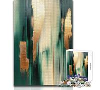 Arte Abstracto de Lujo en Oro Esmeralda Pintura de empaste Texturizado Grueso para un Elegante Rompecabezas de 1000 Piezas para Adolescentes, Juego Interactivo de Pensamiento lógico, Regalo Ideal