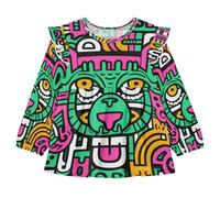 Arte Abstracto del LeóN del Doodle Camisas Elegantes de Manga Larga,Blusas Casuales para Niñas De 1 a 5 Años