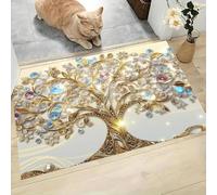 Arte Abstracto Felpudo Antideslizante - 80 x 120 cmÁrbol Decorativo Ornamentado Trampa de Tierra Felpudo Exterior e Interior para una Entrada Limpia - Fácil de Cuidar - Blanquecino