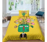 Arte Abstracto Juego De Cama,impresión 3D, Dibujo Abstracto Funda De Edredó De Suave con Cremallera con Almohada De Microfibra 2 Piezas Juego De Funda para Familiar Y Niños Bedding Single（135x200cm）