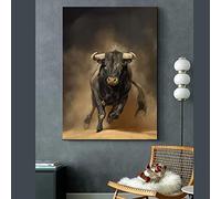 Arte abstracto moderno Bull Canvas Painting Animal Wall Art Picture for Living Room Poster and Prints Home Decor 60x80cm (24x31in) Con marco