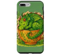 Arte Acogedor a la Hora del té con Forma de dragón Siestas en Taza de té de Cottagecore Carcasa para iPhone 7 Plus/8 Plus