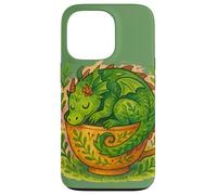 Arte Acogedor a la Hora del té con Forma de dragón Siestas en Taza de té de Cottagecore Carcasa para iPhone 13 Pro