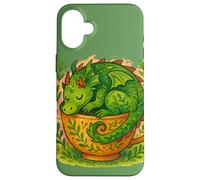 Arte Acogedor a la Hora del té con Forma de dragón Siestas en Taza de té de Cottagecore Carcasa para iPhone 16 Plus