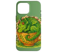 Arte Acogedor a la Hora del té con Forma de dragón Siestas en Taza de té de Cottagecore Carcasa para iPhone 16 Pro MAX