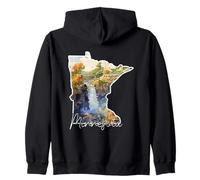 Arte Acuarela de Minnesota para Amantes de la Naturaleza Sudadera con Capucha