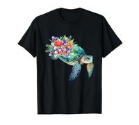 Arte botánico de la Fauna Silvestre del océano de la Acuarela de Camiseta gráfica económica, Hombre, Negro, M