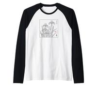 Arte botánico Floral Tradicional japonés Vintage Camiseta Manga Raglan