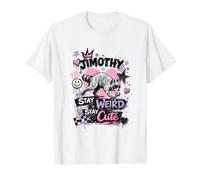 Arte Callejero de Jimothy Raccoon Stay Weird, Linda Leyenda Local Camiseta gráfica económica, Hombre, Blanco, L