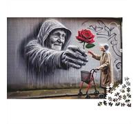 Arte Callejero Escala de Grises Rompecabezas 1000 Piezas Acertijos Inteligentes Ilustrados Adultos Papel DIY Regalo Navidad Familiar 38x26cm/1000pcs