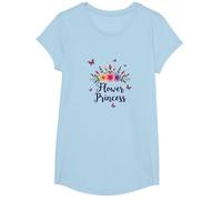Arte caprichoso de Las Mariposas Florales de la Princesa de Las Flores Camiseta, Niñas, Azul Bebé, Pequeña