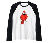 Arte Cardenal Rojo de pie Divertido Camiseta Manga Raglan