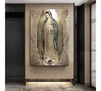 Arte católico de la Virgen de Guadalupe, arte mural, pintura en lienzo, imagen religiosa retro, póster de la Virgen de Guadalupe, decoración del hogar 50x70cm