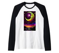 Arte Celestial de la Luna Camiseta Manga Raglan