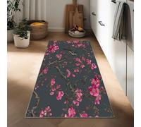 Arte China Flores De Ciruelo Pájaro Alfombra De Pasillo 40 x 120 cm Lavable Y Antideslizante Alfombrar Estrecha, Gris Oscuro Alfombra Larga Y Estrecha para Pasillo Cocina O Entrada Suave Moderna