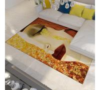 Arte clásico Alfombra 200x300 de salón Alfombrilla área Pinturas Famosas Lágrimas Oro Estampado Tapete Lavables para Comedor Dormitorio Mujer Llorando Pelo bajo Antideslizante el