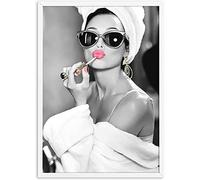 Arte clásico Audrey Hepburn Retrato Maquillaje Impresión en lienzo Pósteres Sala de estar Decoración de pared Belleza sexy Mujer Audrey Hepburn Imagen Pintura Obra,Sin marco,40x50cm
