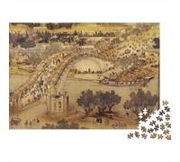 Arte clásico Escenario de Puente Rompecabezas 1000 Piezas para Adultos Papel Grueso Entrenamiento Mental Puzzle Ciudad Antigua decoración Pared 52x38cm/1000pcs