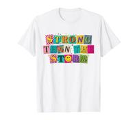 Arte Colorido con Cita Positiva más Fuerte Que la tormenta Camiseta gráfica económica, Hombre, Blanco, L
