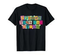 Arte Colorido con Cita Positiva más Fuerte Que la tormenta Camiseta gráfica económica, Hombre, Negro, L