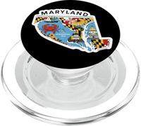Arte Colorido de Maryland con Cangrejo y Monumentos PopSockets PopGrip para MagSafe