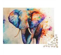 Arte Colorido del Elefante Rompecabezas 1000 Piezas para Coleccionistas, Cartón Reciclado Premium,Elefante psicodélico Decoración Interior, Regalo De Pascua, Juego Educativo 52x38cm/1000pcs