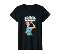 Arte cómico Retro Actúa como una Dama Piensa como un Jefe Camiseta