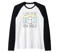 Arte con cámara «I Love To See You Smile» Camiseta Manga Raglan