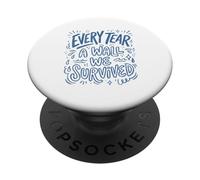 Arte con Cita de Garabato Azul Every Tear A Wall We Survived PopSockets PopGrip Adhesivo