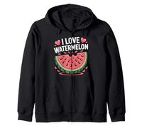 Arte con diseño de «Me encanta la sandía» en forma de corazón Sudadera con Capucha