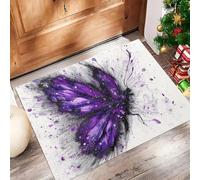 Arte con Tinta Salpicada Felpudo Antideslizante - 45 x 75 cmInsectos Mariposas Trampa de Tierra Felpudo Exterior e Interior para Entrada Limpia - Fácil de Cuidar - Púrpura