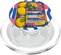 Arte costero Colorido de los Pescados enlatados de la sardina con Las Flores de los Limones PopSockets PopGrip para MagSafe
