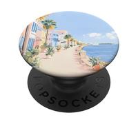 Arte costero Pastel del Paseo SC Battery Promenade, A Charleston PopSockets PopGrip Adhesivo
