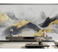 Arte Creativo Abstracto De Montaña Negra Y Dorada 3D Papel Pintado Pared Fácil Instalación Oficina Sala Estar Sofá Dormitorio TV Fondos Decoración-250cm×170cm