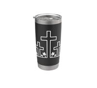 Arte cristiano de la salvación de las tres cruces Vaso térmico de acero inoxidable de doble pared