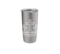 Arte cristiano de la salvación de las tres cruces Vaso térmico de acero inoxidable de doble pared