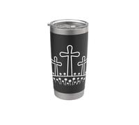 Arte cristiano de la salvación de las tres cruces Vaso térmico de acero inoxidable de doble pared