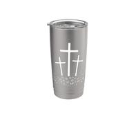 Arte cristiano de la salvación de las tres cruces Vaso térmico de acero inoxidable de doble pared