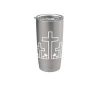 Arte cristiano de la salvación de las tres cruces Vaso térmico de acero inoxidable de doble pared