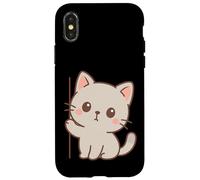 Arte Curioso de Gato Kawaii. Diseño Minimalista de Mascotas. Carcasa para iPhone X/XS