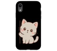 Arte Curioso de Gato Kawaii. Diseño Minimalista de Mascotas. Carcasa para iPhone XR