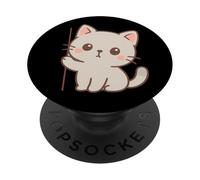 Arte Curioso de Gato Kawaii. Diseño Minimalista de Mascotas. PopSockets PopGrip Adhesivo