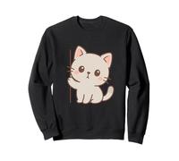 Arte Curioso de Gato Kawaii. Diseño Minimalista de Mascotas. Sudadera