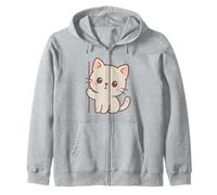 Arte Curioso de Gato Kawaii. Diseño Minimalista de Mascotas. Sudadera con Capucha