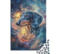 Arte Dachshund cósmico Rompecabezas 1000 Piezas Adultos Juego Difícil Navidad Regalo DIY Papel Decoración Familiar 52x38cm/1000pcs