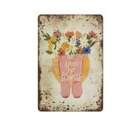 Arte de 8x12 pulgadas "Sin lluvia no hay flores", lindo arte de botas de ll
